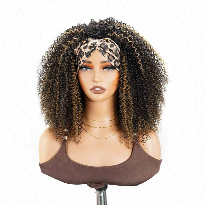 human hair half wig with headband, kinky curly hair