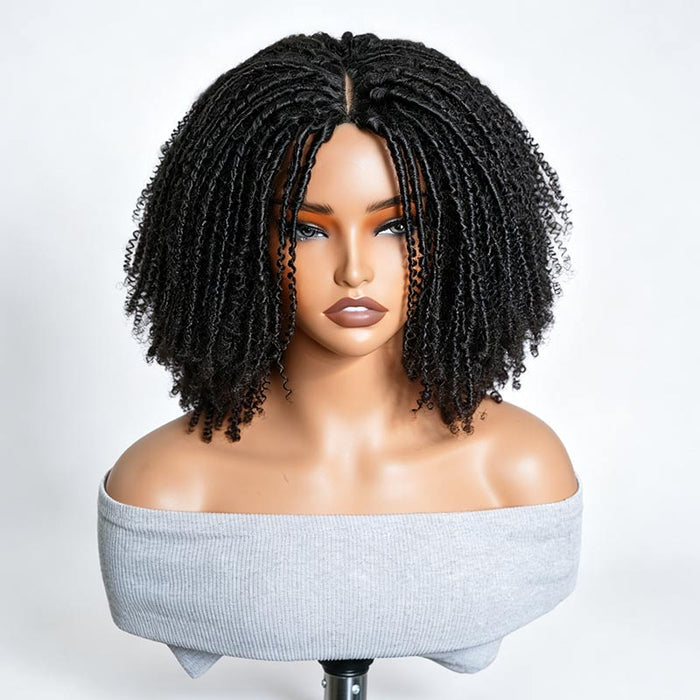 QVR Glueless Spiral Coily Curly V Part Wig Beginner Friendly Short Bob Wigs
