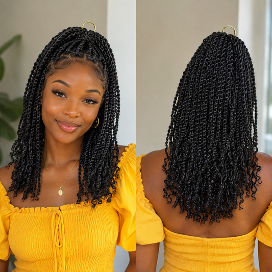 QVR Pre-Twisted Passion Twist Feather Crochet Braiding Hair Extensions for Women