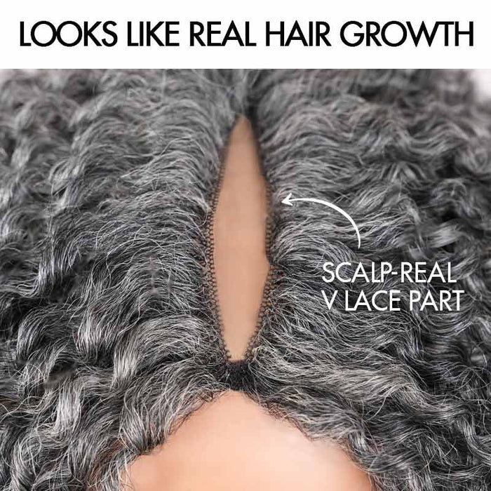 glueless v part wigs from qvr, 100% human hair, no leave out needed