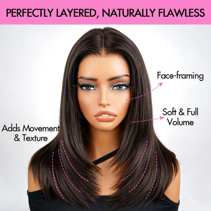 QVR Straight 9x6 Layered Short Human Hair Wig Wear and Go Glueless Bob Wig for Black Women