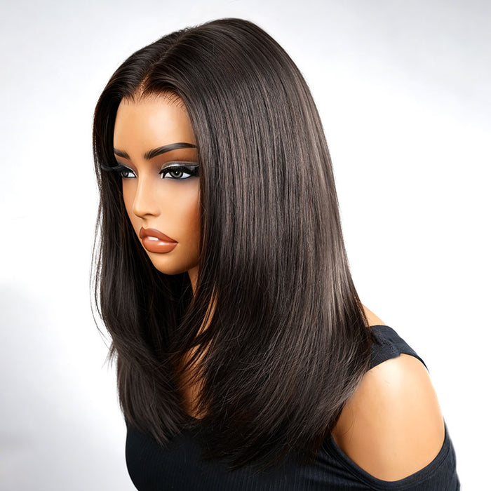 QVR Straight 9x6 Layered Short Human Hair Wig Wear and Go Glueless Bob Wig for Black Women