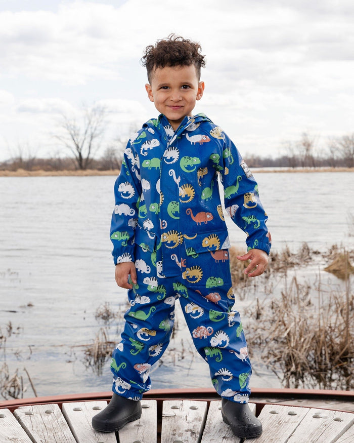 Rain One-Piece In Polyurethane Blue Chameleon Print-1