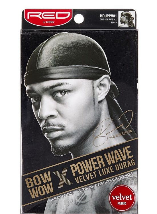 Red by Kiss Power Wave Velvet Luxe Durag - HDUPPV01 Black - Palms Fashion Inc.