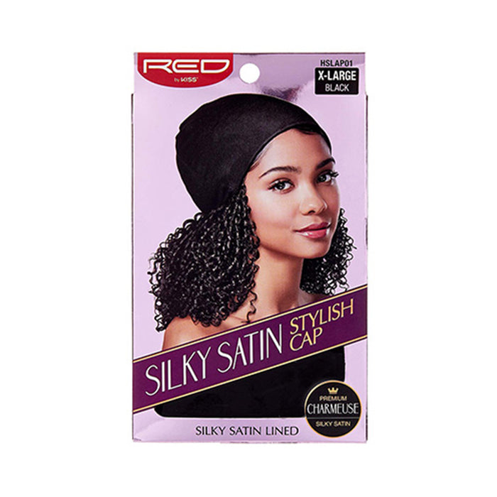 Red By Kiss Silky Satin Lined Hair Cap [X Large] [Black] #Hslap01