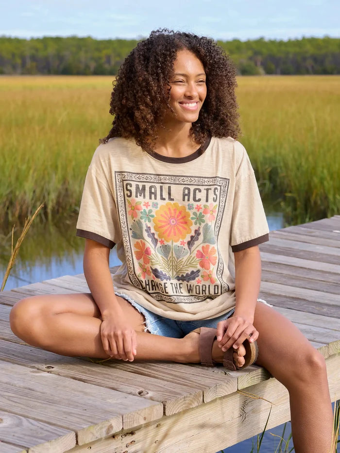 Ringer Oversized Tee Shirt - Small Acts-view 1