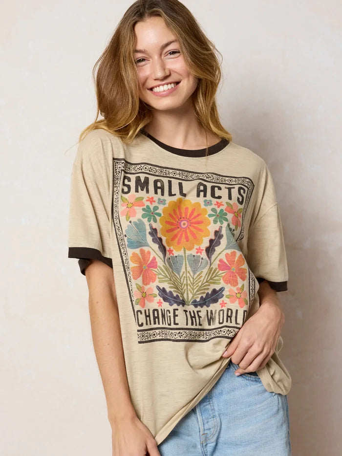 Ringer Oversized Tee Shirt - Small Acts-view 2