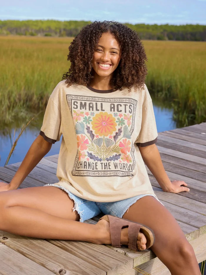 Ringer Oversized Tee Shirt - Small Acts-view 3