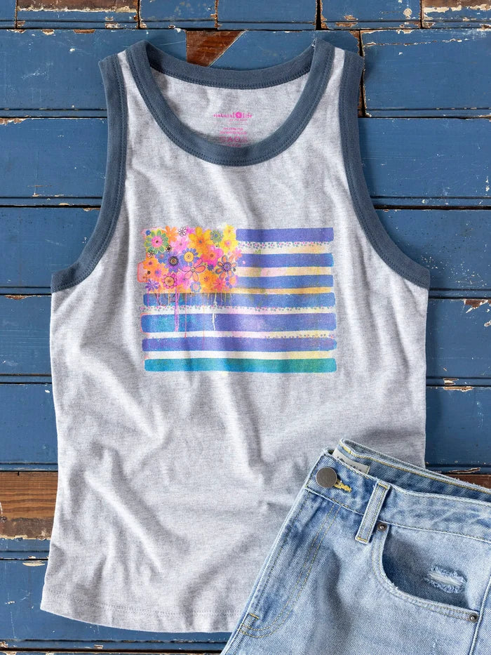 Ringer Tank Top - American Flag-view 1