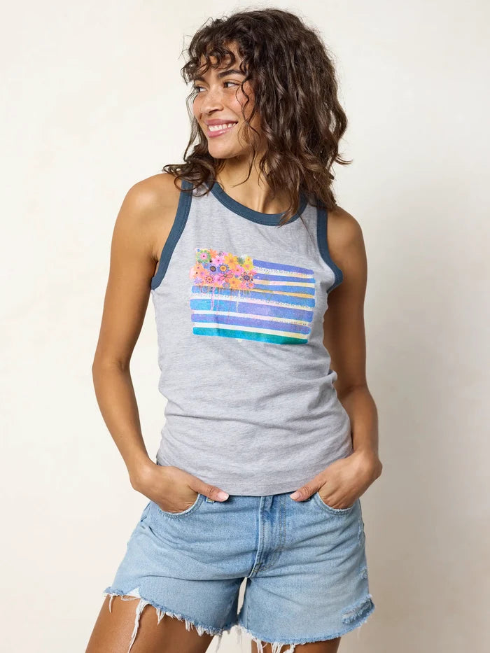 Ringer Tank Top - American Flag-view 2