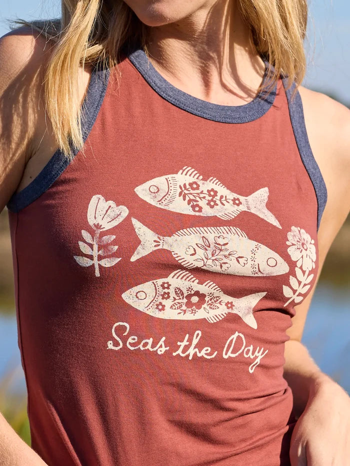 Ringer Tank Top - Seas The Day-view 1