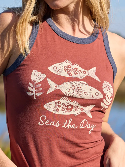 Ringer Tank Top - Seas The Day-view 1