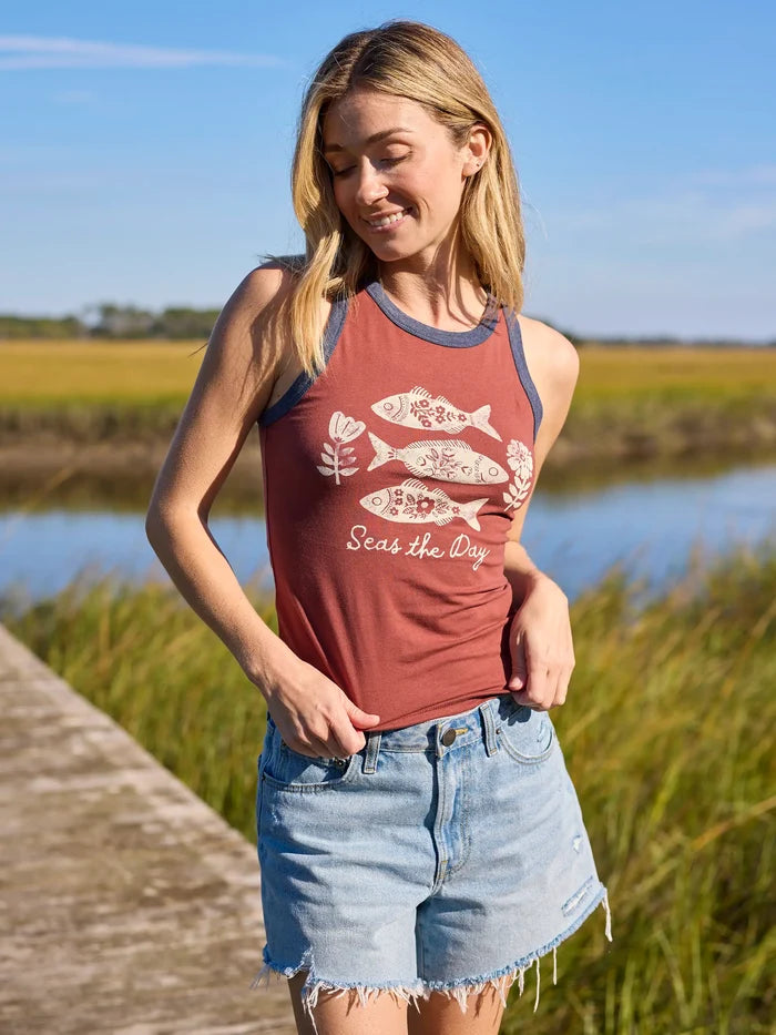 Ringer Tank Top - Seas The Day-view 5