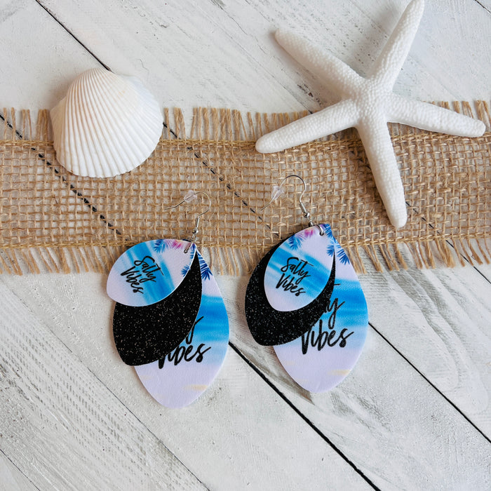 Salty Vibes Faux Leather Teardrop Ear Bling Two Styles Available