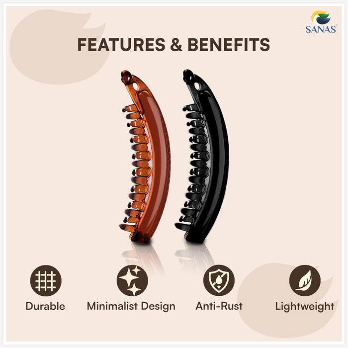 Durable acrylic banana hair clips with strong self-locking grip