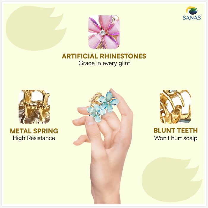 Sparkling Flower Hair Clips for Women