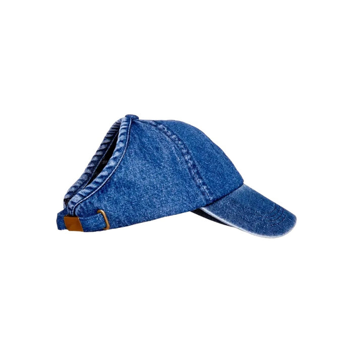 Satin Lined Backless Baseball Cap [Denim] #FH52