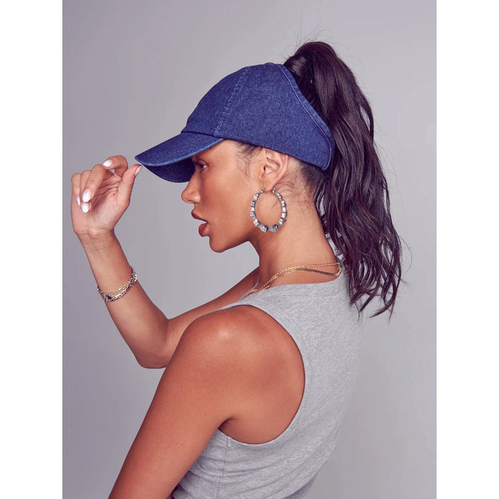 Satin Lined Backless Baseball Cap [Denim] #FH52