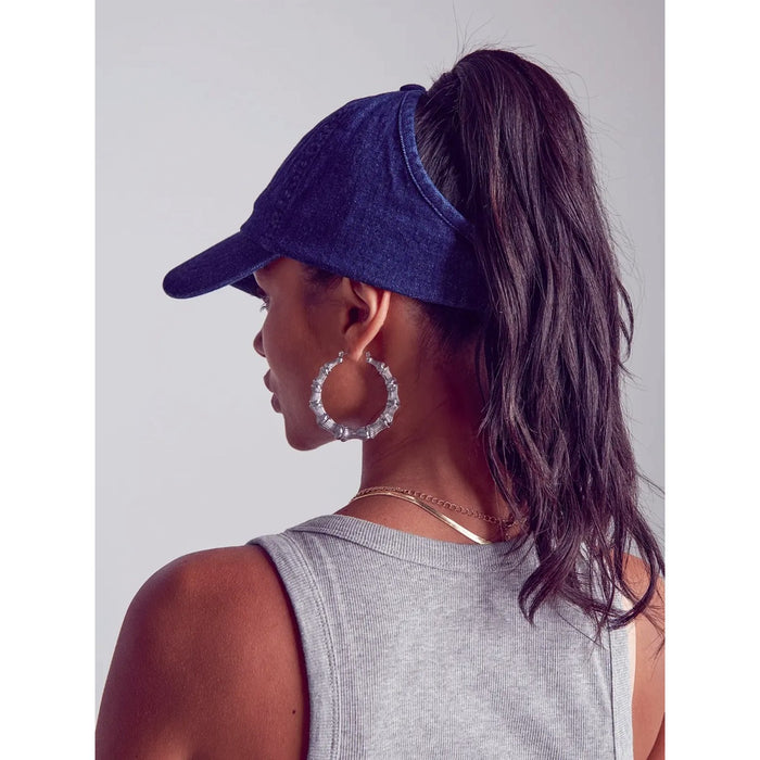 Satin Lined Backless Baseball Cap [Denim] #FH52