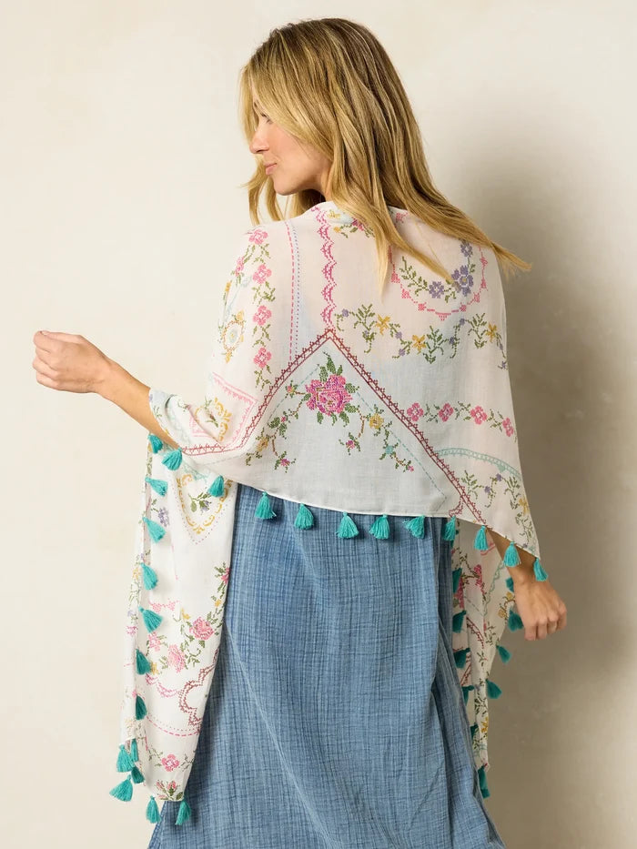 Sayulita Scarf - Heirloom Cross Stitch Ivory-view 2