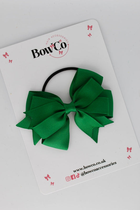 School Bow Forest Green - Double Tail Bow - Elastic