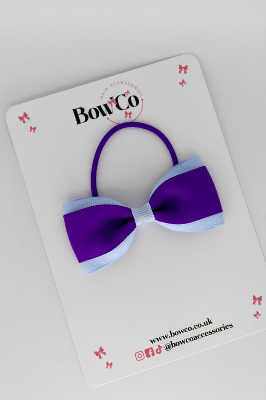 School Bow Purple and Bluebell - Tuxedo Bow - Elastic