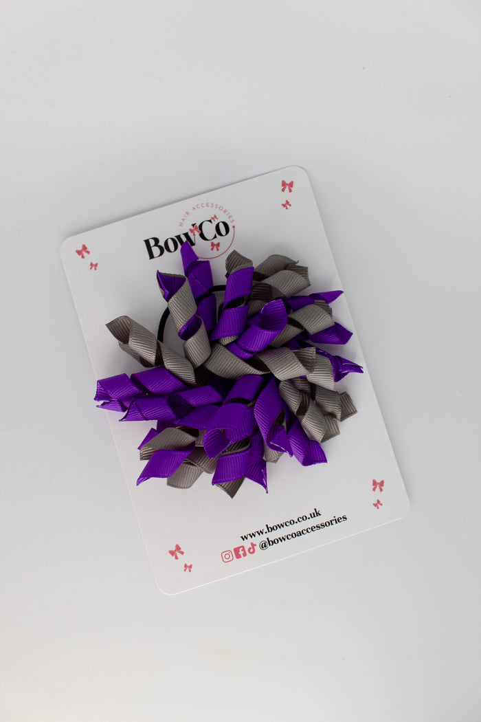 School Bow Purple and Metal Grey - Corker Bow - Clip