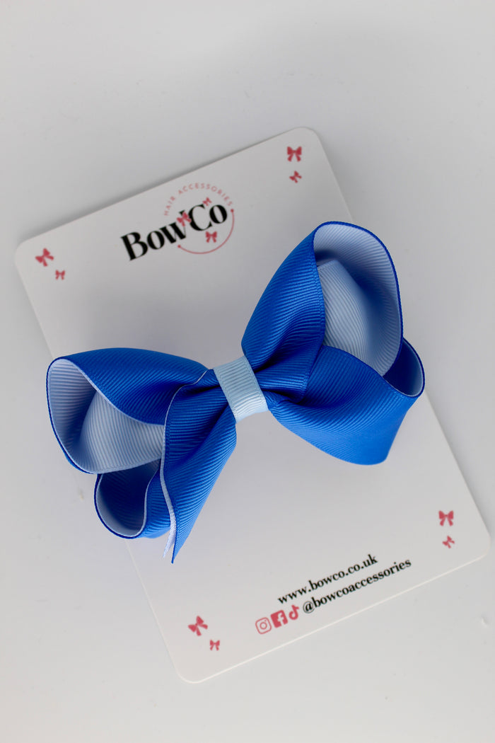 School Bow Royal Blue and Bluebell - Loop Bow - Clip