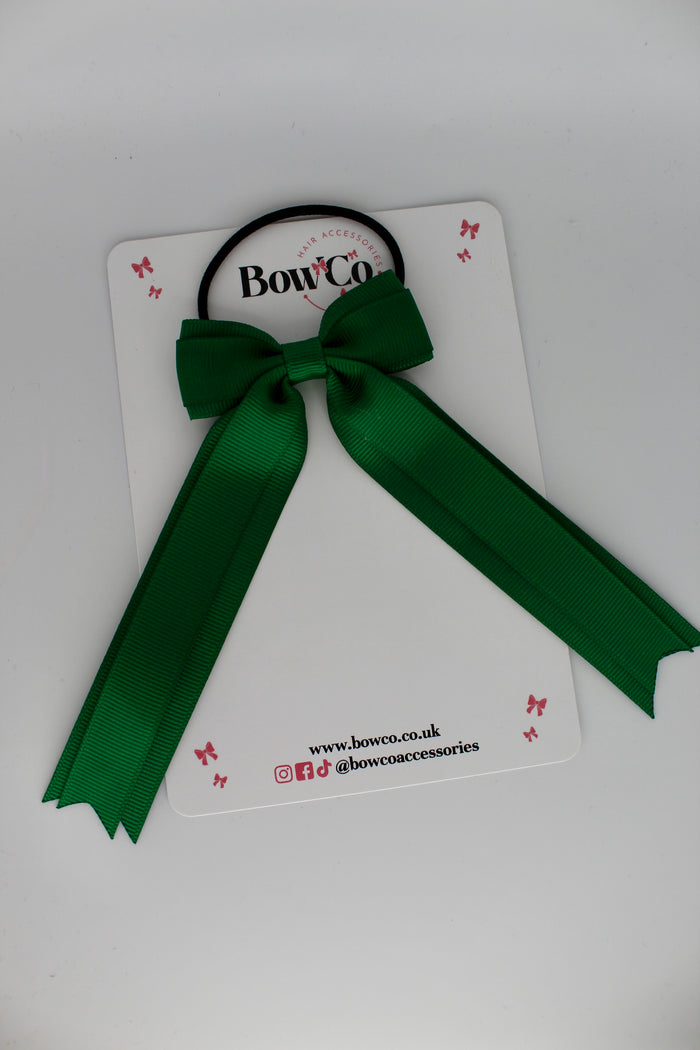 School Green Bow - Tuxedo Tails Bow - Elastic
