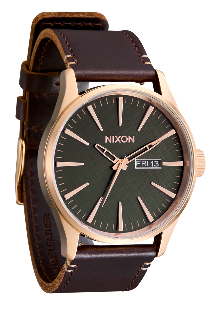 Sentry Leather - Rose Gold / Gunmetal / Brown