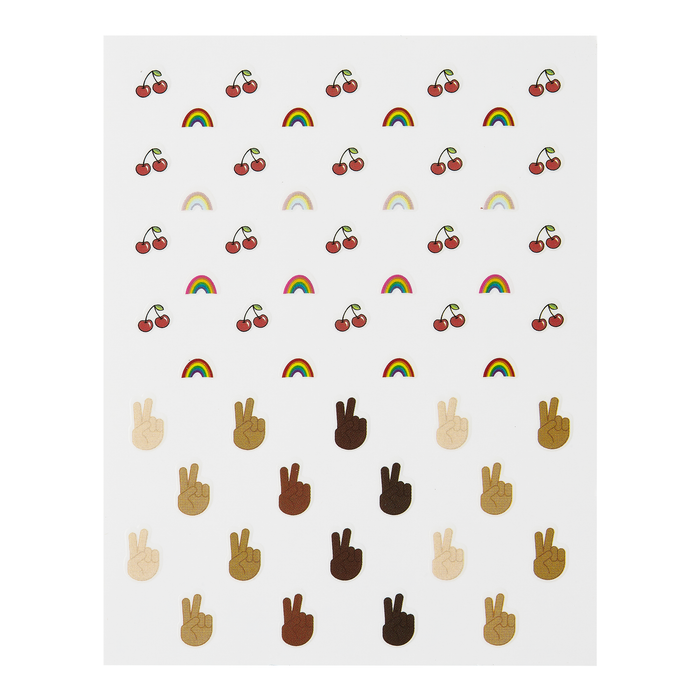 Serene Dreamin' decal sheet: cherries, rainbows and peace hand signs