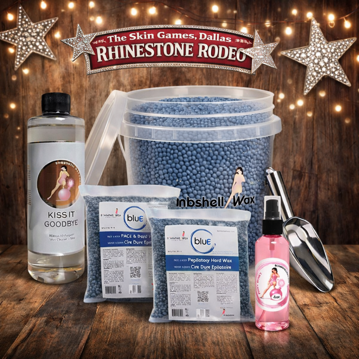 Professional Bombshell blue hard wax kit for Brazilian and body waxing services