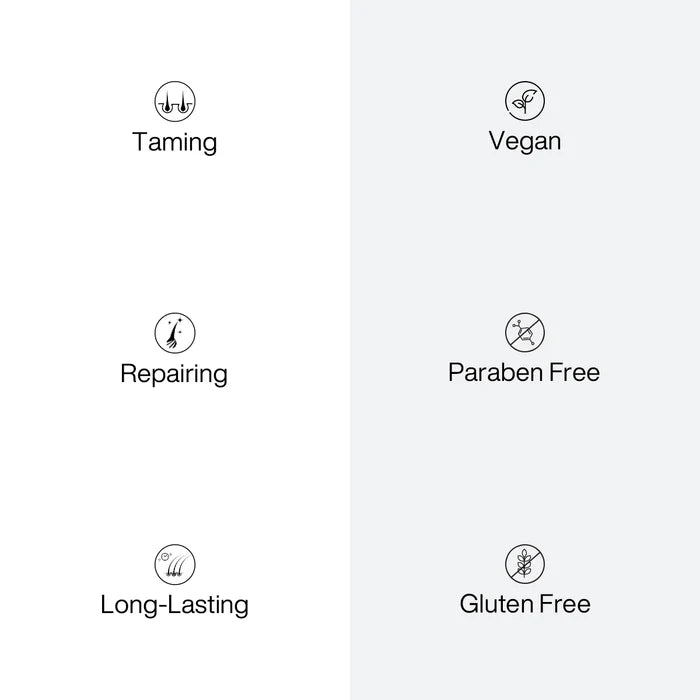 Smooth Your Style Kit icon panel: Taming, Repairing, Long-Lasting, Vegan, Paraben Free and Gluten Free