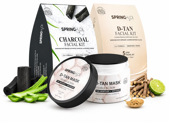 Spring H2O Complete D-Tan & Charcoal Facial Combo Pack with D-Tan Mask