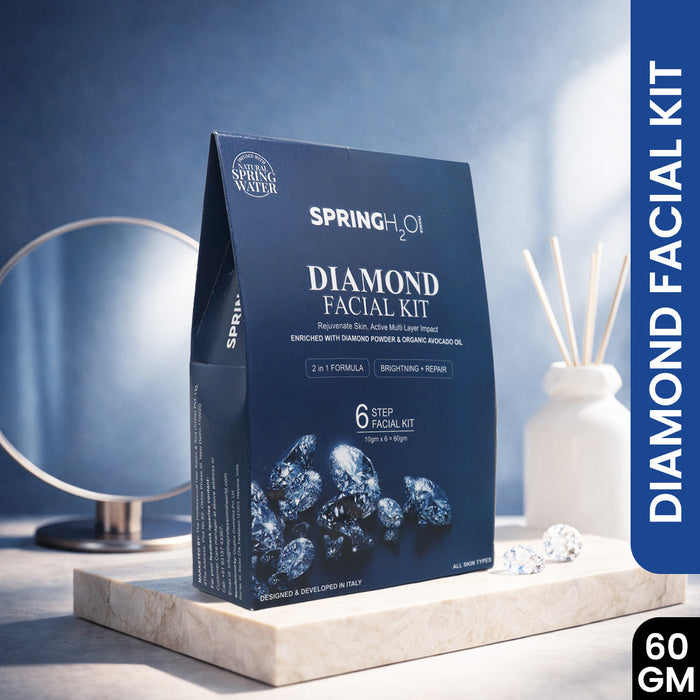 SPRING H2O Diamond Facial Kit 60 gm 2 in 1 Formula Brightening+ Repair 6 Step