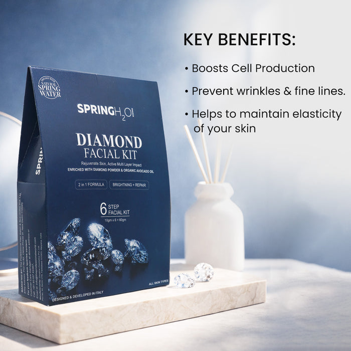 SPRING H2O Diamond Facial Kit 60 gm 2 in 1 Formula Brightening+ Repair 6 Step