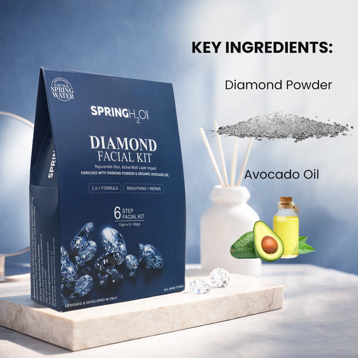 SPRING H2O Diamond Facial Kit 60 gm 2 in 1 Formula Brightening+ Repair 6 Step