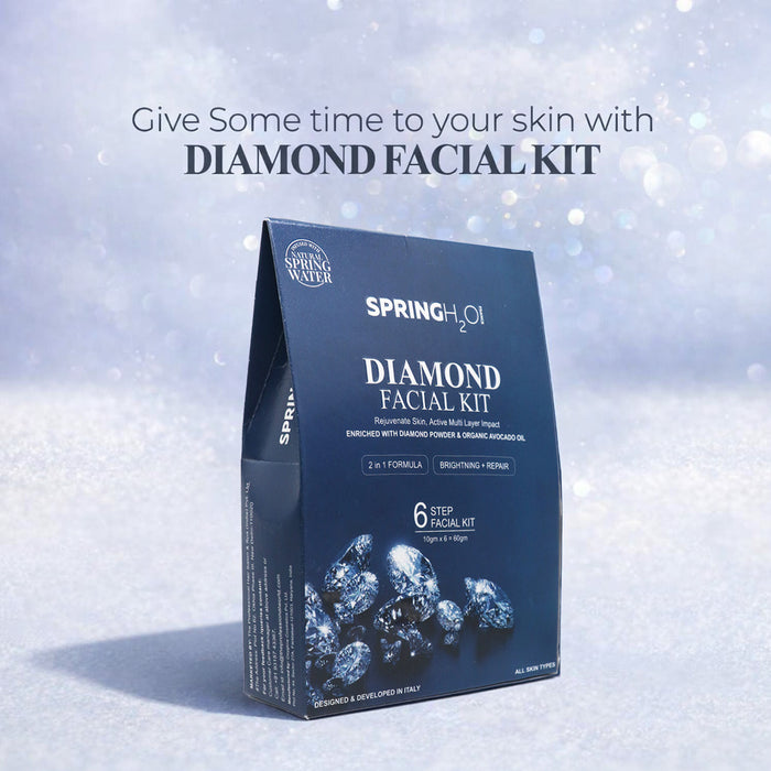 SPRING H2O Diamond Facial Kit 60 gm 2 in 1 Formula Brightening+ Repair 6 Step