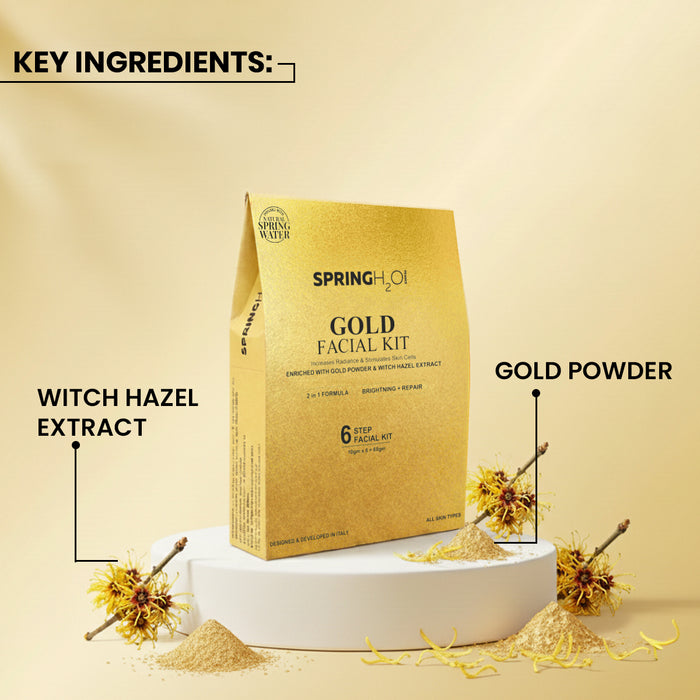 SPRING H2O Gold Facial Kit 60 gm 2 in 1 Formula Brightning+Repair 6 Step