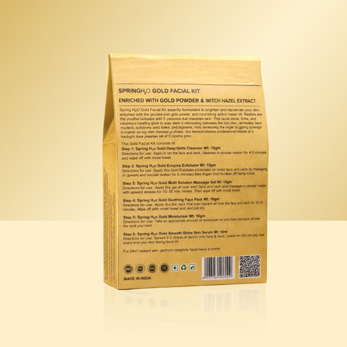 SPRING H2O Gold Facial Kit 60 gm 2 in 1 Formula Brightning+Repair 6 Step