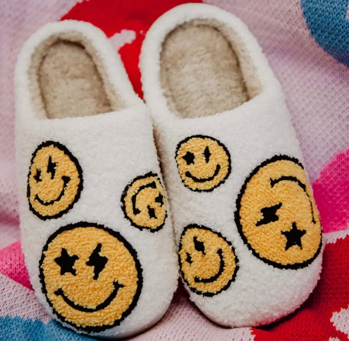 Star and Lightening Eyes Happy Face Slippers S/M