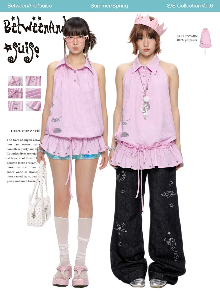 *Suiso collaboration pink striped island dress