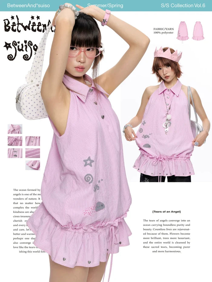 *Suiso collaboration pink striped island dress
