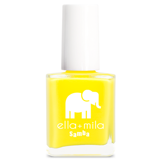 Sunburst vibrant yellow sunshine nail polish bottle – ella+mila