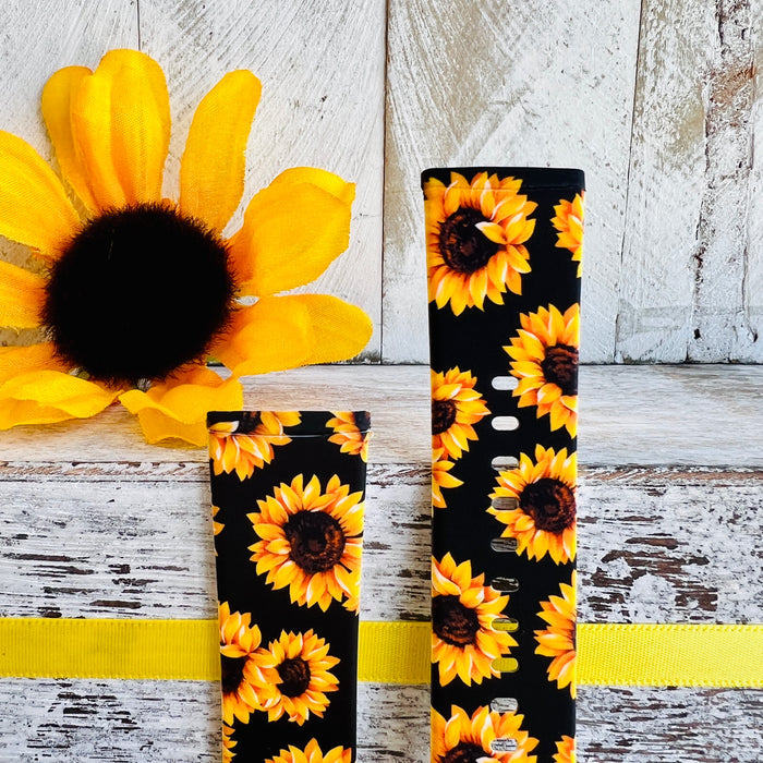 Sunflower Black Background Print Silicone Band For Fitbit Versa 3/4/Sense