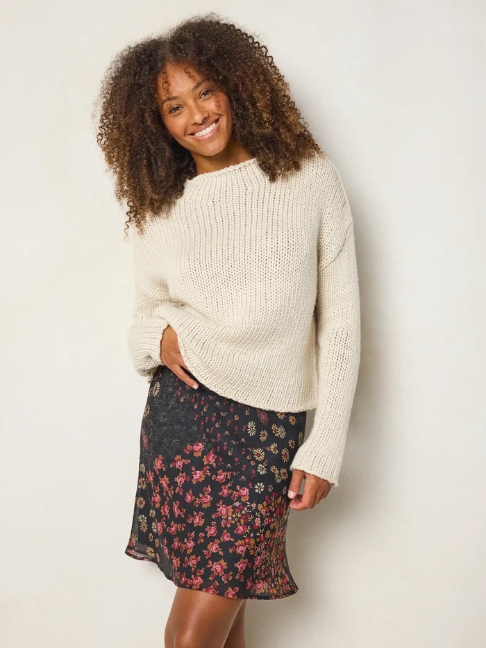 Sweetest Mini Slip Skirt - Ditsy Patchwork Black-view 2