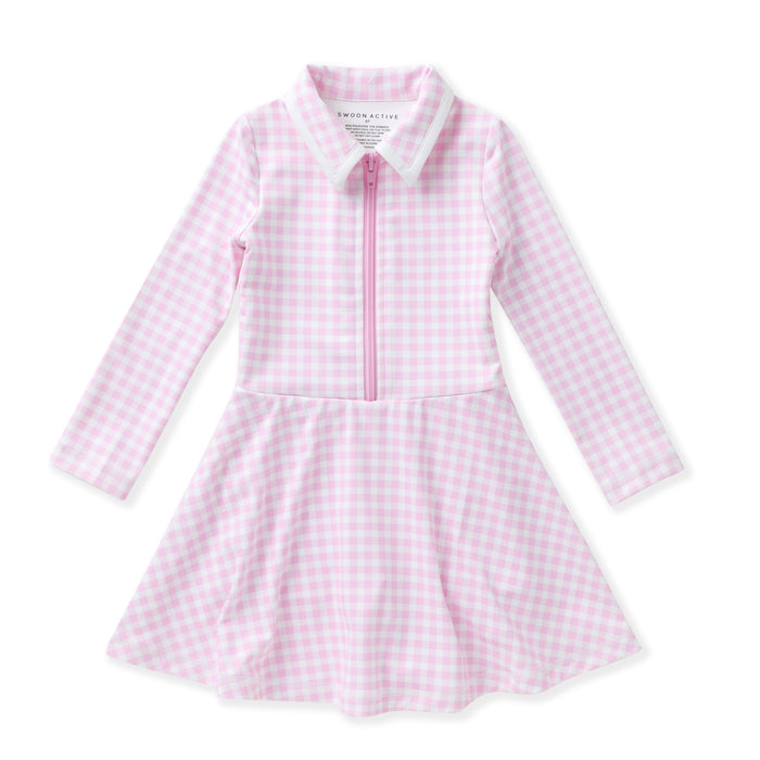 Swoon Baby Pink Gingham L/S Tennis Dress