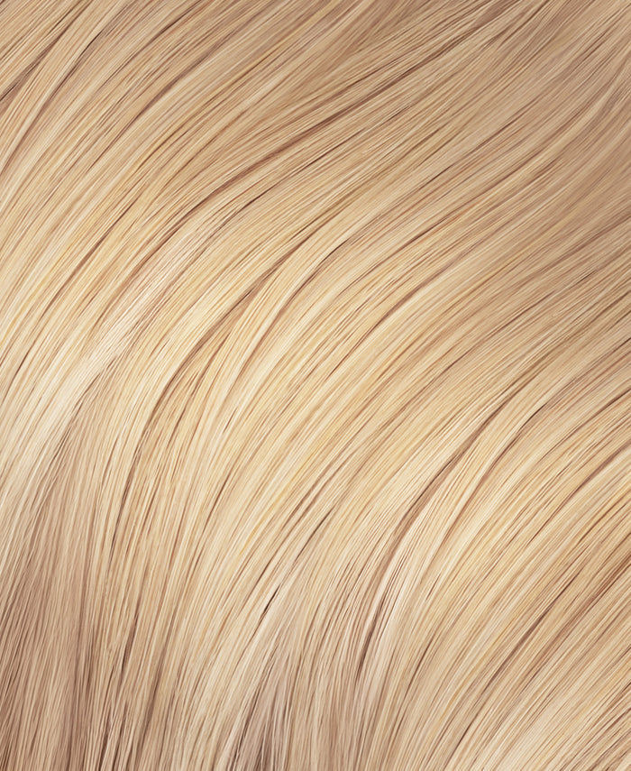 tape-in hair extensions champagne blonde.