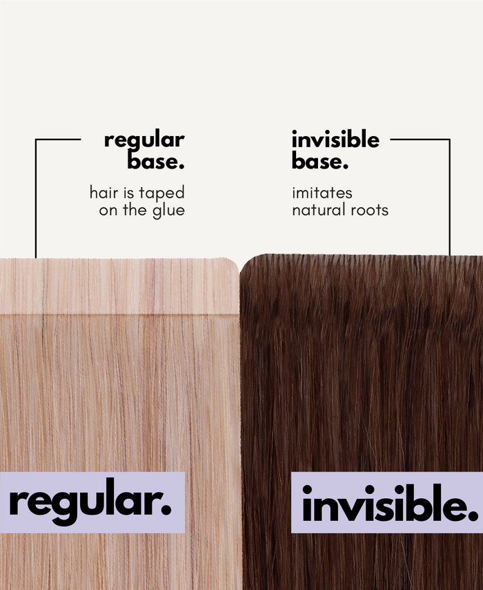 tape-in hair extensions shadow root white blonde.