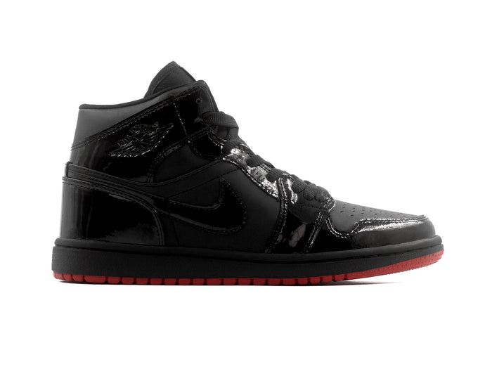 Tenis Retro 1 Charol Negro Suela Rojo